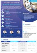One Page Cost Of Website Maintenance Presentation Report Infographic PPT PDF Document