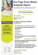 One page cover memo template report presentation report infographic ppt pdf document