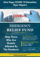 One page covid 19 donation flyer report presentation report infographic ppt pdf document