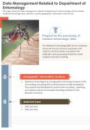 One page data management related to department of entomology report infographic ppt pdf document