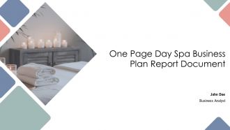 One Page Day Spa Business Plan Report Document PPT Structure AT