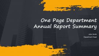 One Page Department Annual Report Summary Presentation Document PPT PowerPoint AT