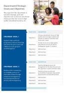 One page departmental strategic goals and objectives presentation report infographic ppt pdf document