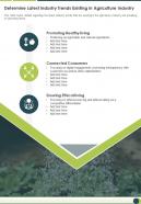 One page determine latest industry trends existing in agriculture industry infographic ppt pdf document
