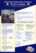 One page education courses detail template presentation report infographic ppt pdf document