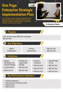 One page enterprise strategic implementation plan presentation report infographic ppt pdf document