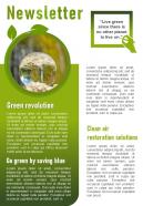 One Page Environmental Non Profit Newsletter Presentation Report Infographic Ppt Pdf Document