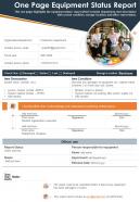 One page equipment status report presentation infographic ppt pdf document