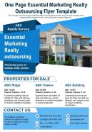One Page Essential Marketing Realty Outsourcing Flyer Template Report PPT PDF Document