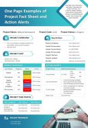 One Page Examples Of Project Fact Sheet And Action Alerts Infographic PPT PDF Document