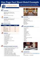 One page fact sheet hotel example presentation report infographic ppt pdf document
