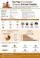 One Page Food Supplier Company Overview Template Presentation Report Infographic PPT PDF Document