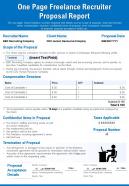 One page freelance recruiter proposal report presentation report infographic ppt pdf document