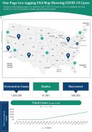 One Page Geo Tagging USA Map Showing COVID 19 Cases Presentation Report Infographic PPT PDF Document