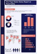 One page global status report on road safety presentation infographic ppt pdf document