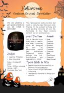 One Page Halloween Costume Contest Newsletter Presentation Infographic Ppt Pdf Document