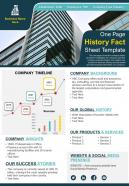 One page history fact sheet template presentation report infographic ppt pdf document