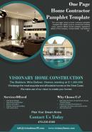 One page home contractor pamphlet template presentation report infographic ppt pdf document