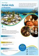 One page hotel ads in magazine presentation report infographic ppt pdf document
