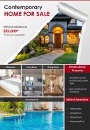 One page house for sale brochure template