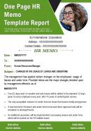 One page hr memo template report presentation report infographic ppt pdf document