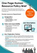 One page human resource policy brief presentation report infographic ppt pdf document