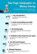 One Page Infographic On Money Saving Presentation Report Infographic PPT PDF Document