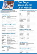 One Page Informational Linux Manual Presentation Report Infographic PPT PDF Document
