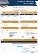 One Page Installation Status Report Presentation Infographic PPT PDF Document