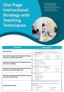 One page instructional strategy with teaching techniques presentation report infographic ppt pdf document
