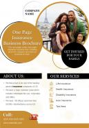 One page insurance business brochure presentation report infographic ppt pdf document