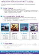 One page introduction to the commercial vehicle company infographic ppt pdf document