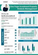 One page investment property analysis management presentation report infographic ppt pdf document