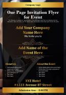One page invitation flyer for event presentation report infographic ppt pdf document