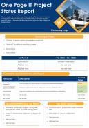 One page it project status report presentation infographic ppt pdf document