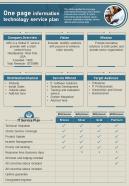 One Page IT Service Plan Presentation Report Infographic PPT PDF Document