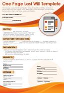 One page last will template presentation report infographic ppt pdf document