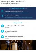 One Page Management And Group Awards For Outstanding Achievement Infographic PPT PDF Document
