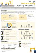 One page manufacturing company annual report presentation report infographic ppt pdf document