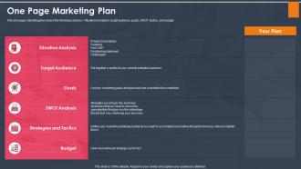 One page marketing plan audience ppt layouts icon
