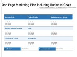 One page marketing plan including business goals