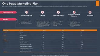 One page marketing plan investment ppt layouts graphics