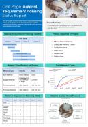 One Page Material Requirement Planning Status Report Presentation Infographic Ppt Pdf Document