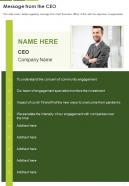 One page message from the ceo template 323 presentation report infographic ppt pdf document