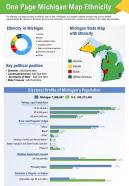 One page michigan map ethnicity presentation report infographic ppt pdf document
