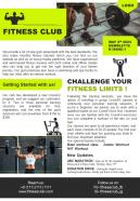 One Page Monthly Fitness Club Newsletter Presentation Report Infographic Ppt Pdf Document