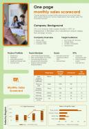One Page Monthly Sales Scorecard Presentation Report Infographic Ppt Pdf Document