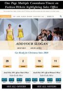 One page multiple countdown timers on fashion website highlighting sales offers report infographic ppt pdf document