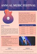 One Page Musical Festival Event Newsletter Template Presentation Infographic Ppt Pdf Document