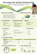 One Page New Product Business Plan Presentation Report Infographic Ppt Pdf Document